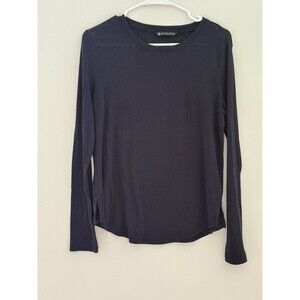 Athleta Navy blue Breezy Long Sleeve Top Shirt Sz M Athletic workout EUC